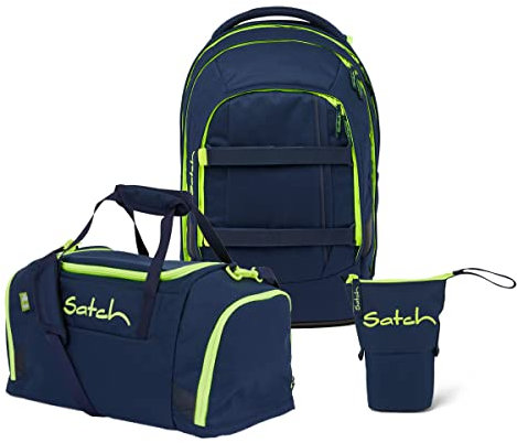 Satch Pack Pencil Slider Edition Schulrucksack Set 3tlg. mit Sporttasche (Toxic Yellow)