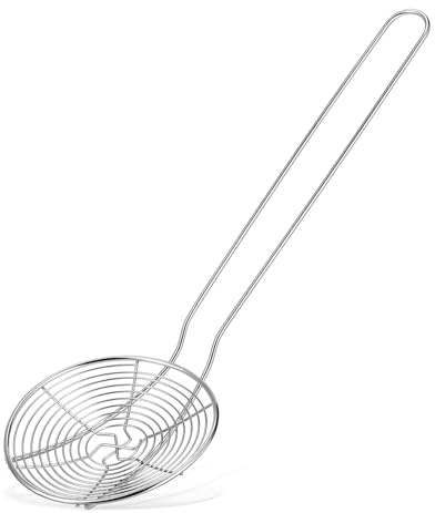 Schiumarola in Acciaio Inox, Colino Filtro per Cucina e Servizio | Argento, Resistentee Alte Temperature E'usura, Manico Ergonomico Lucidato