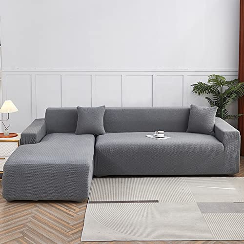 ZCXRYFL Sofabezug L/U Form Stretch Ecksofas Couch Bezug 1 2 3 4 Sitzer Halbinsel Links/Rechts Kombination Universal Sofa Schutz Hussen Sofa SchonbezüGe Armlehnen(Straight-Shape: 3 Seater,Dark Gray)