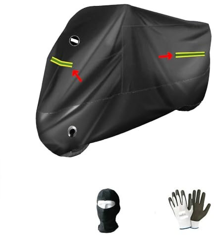 Kompatibel mit Piaggio Liberty S 125, wasserdichte Abdeckplane für Motorroller, Schwarz, mit Streifen und Loch, Kettenabdeckung, Mantel, 232 x 100 x 125 cm