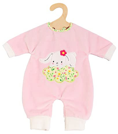 Heless 1381 - Puppenkleidung im Design Bunny Lou, Flauschiger Strampler mit Hasenapplikation, Blumenmuster für Puppen und Kuscheltiere der Größe 28-35 cm