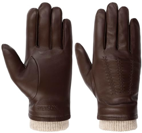 Stetson Conductive Sheepskin Lederhandschuhe Einfarbige Handschuhe Kontrastschaft Elegante Fingerhandschuhe Herren Herbst Winter