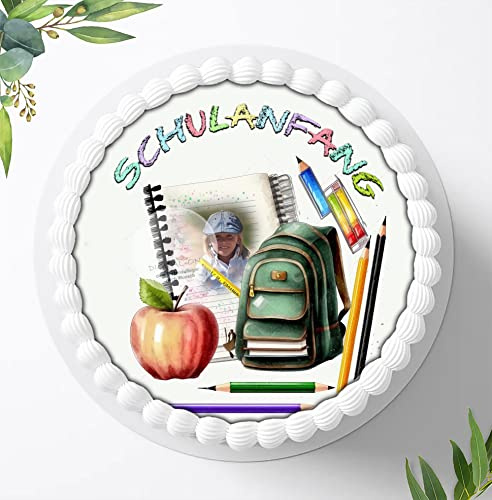 Für die Geburtstags Torte, Zuckerbild zum Schulanfang Personalisiert mit Wunschbild, Essbares Foto für Torten, Fondant, Tortenaufleger Ø 20cm, 1413z