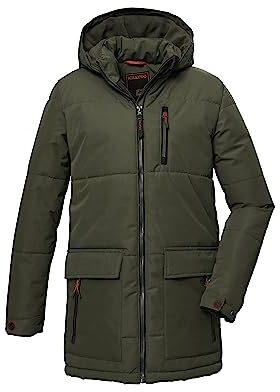 killtec Niño Parka acolchada con capucha/chaqueta de invierno repelente al agua KOW 135 BYS QLTD PRK, dark olive, 164, 39877-000