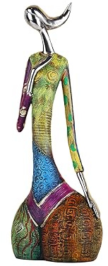 suruim Abstrakte Kunst Frau Skulptur Figuren - Bunte Yoga-Charakter Statue für Moderne Heimdekoration - Handgefertigte Figur mit ausdrucksstarkem Design - Hand-Painted Ölmalerei Frau Statue (B)