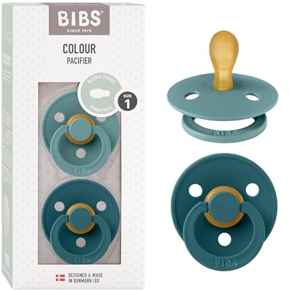BIBS Colour Symmetrical Schnuller 2er Pack, BPA-frei Dummy-Schnuller, Symmetrischer Nippel. Silikon, Hergestellt in Dänemark, Größe 1 (0-6 Monate), Island Sea/Forest Lake