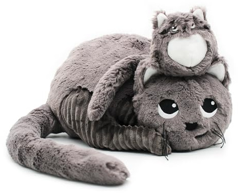 Les DÉGLINGOS - PTIPOTOS – Miaou Le Chat Maman bébé – Peluche Toute Douce – idéal Cadeau Naissance - Gris – 33cm