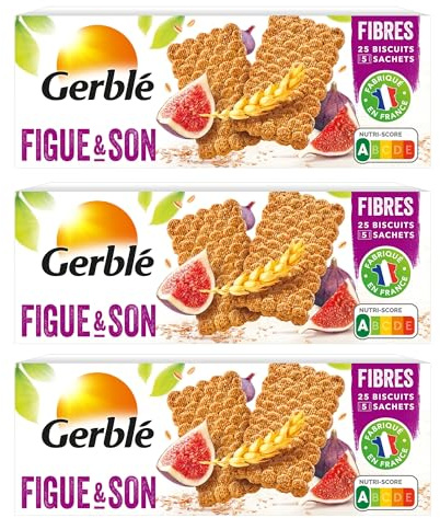 GERBLÉ – Biscuits Figue & Son – Riche en Fibres – Sans Huile de Palme – Nutri-Score A – Lot de 3 Paquets –630 g (Lot de 3x210)