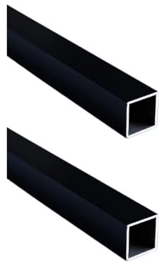 Coavoo 2Pcs Aluminium Square Tubing Tube Black Color 25mm x 25mm x 1mm Wall Thickness 500mm Length，1 x 1 x 0.04 x 19.69 (APPR)