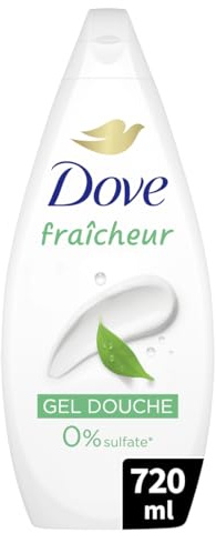 DOVE Gel Douche Essentiel Fraîcheur 0% Sulfate 720ml | Nettoie en douceur pour une peau instantanément douce et lisse, Sans agents moussants sulfatés,Testée dermatologiquement