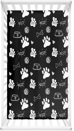 Hiseng Baby Spannbettlaken Bettlaken für Runde & Eckige Matratzen, Weiche Mikrofaser Spannbettlaken Kinderwagen Unisex Matratzenschoner für Beistellbett & Kinderwagen (Weiße Pfote,70x140cm)
