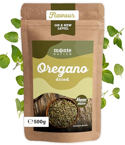 Oregano Monte Nativo (500g) - Torkad Oregano perfekt för Matlagning, Pizza, Pasta och Oregano Te - Försiktigt torkad och gnuggad för maximal Smak - Idealisk ört för dina kulinariska Kreationer