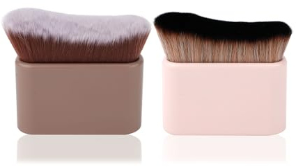2pcs Pinceau Autobronzant, Brosse Bronzage Pinceau Kabuki Self Tanner Brush Applicateur Autobronzant pour Mélanger le Fond de Teint Liquide Corps Visage (Rose Chair, Rose)