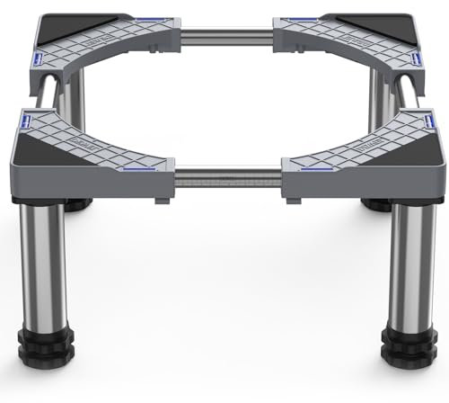 DEWEL Base per Frigorifero Rialzata, Altezza 23-26 CM, Base per Lavastoviglie 4 Piedi Robusti Base per Freezer Congelatore Mobili da Cucina ed Elettrodomestici Statico, Larghezza 45-67 cm(Grigio)