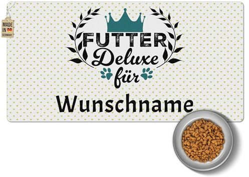 PR Print Royal Napfunterlage mit Name selbst gestalten - Futter-Deluxe - Futtermatte für Hunde & Katzen - Personalisierte Geschenkidee, Waschbar | 80 x 40 cm, rutschfest