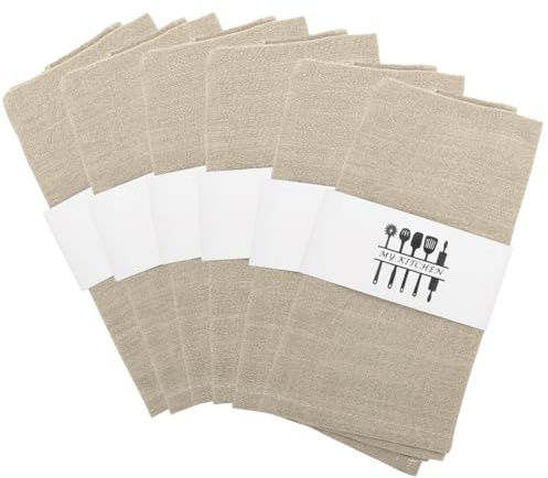 RANJIMA - Linne tygservetter, bomullsmiddagsservetter, set med 6 tygservetter, tvättbara servetter för fars dag, mors dag, bröllop (beige)