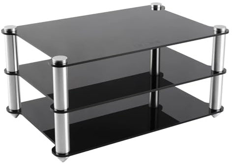 Elitix HiFi Rack 3-stufiger AV-Medienkonsolenständer Aus Acrylplatte, DVD-Ständerkonsole für Audio-Video-Organizer, Geräteeinheitskomponente, Stereo-Racksystem(Black)