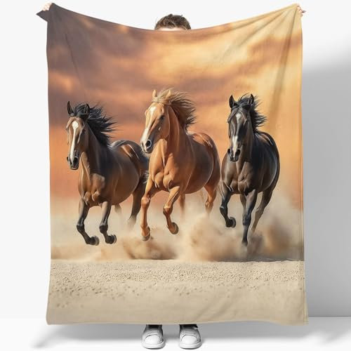 Flanelldecke Tiere Pferde Laufen 130 x 150 cm 3D-Druckdecke Kuscheldecke Sofadecke Wolldecke Wärme und Lsolierung Decke Klimaanlage Decke für Wohn und Schlafräume Decke