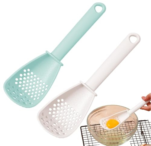 Cucchiaio da cucina per schiumarola, colino per tagliatelle, colino per mestolo con foro grande, cucchiaio separatore per uova, strumento da cucina multifunzionale, cucchiaio da cucina resistente al