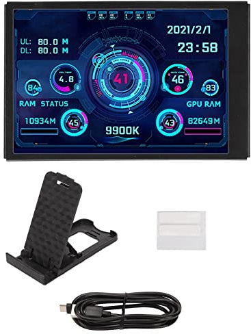 Ausla Schermo Secondario PC Monitor Temperatura CPU RAM GPU, Display IPS 3,5 Pollici USB-C per Visualizzazione Dati in Tempo Reale