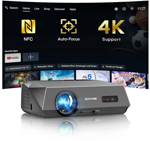 Smart Projector 4K Daylight,Certified Apps,ToF CMOS Auto Focus,2300ANSI High Lumen Ultra HD Home Outdoor Movie Gaming Projector with WIFI6 Bluetooth,GTV,NFC Casting,Dolby Audio,HDMI ARC,HDR10