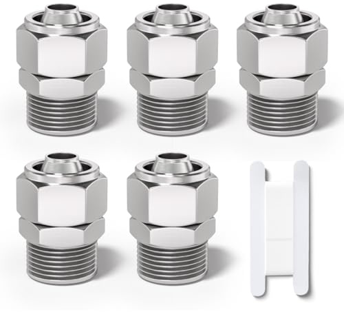 Bwintech 5 Stück 10mm Schlauch-AD x 3/8“ BSP-Außengewinde, gerade, zum Anschließen von Schläuchen, Pneumatikverschraubung, KPC10-03 Adapter für schnelle Luftleitungen