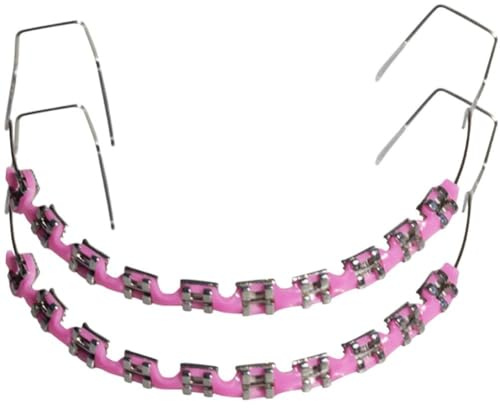 Tsffae 1 Paire De 10 De Supports, Crochet De Support en Métal Rose, Décoration De Dent Temporaire avec Fils Métalliques Attaches De Ligature Orthodontiques, Décorations Dentaires