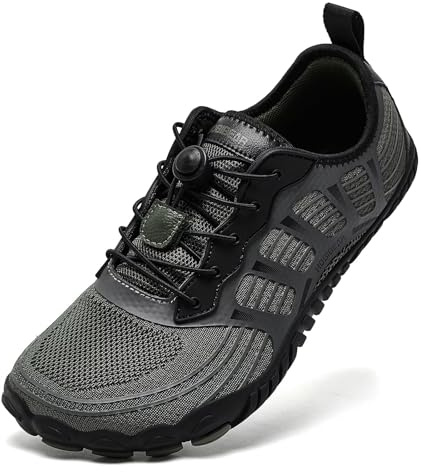 HOBIBEAR Scarpe da ginnastica larghe unisex per uomo e donna, scarpe da trail running, minimaliste, leggere e traspiranti, Verde militare, 43.5 EU