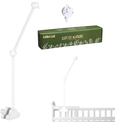 Moorstdel Mobile Halterung Holz für Babybett, 360°Drehbar Kinderzimmer Wickeltisch Laufstall Baby Mobile Halter, Wolken Design für DIY Aufhängung Spieluhr Windspiel Bettglocke