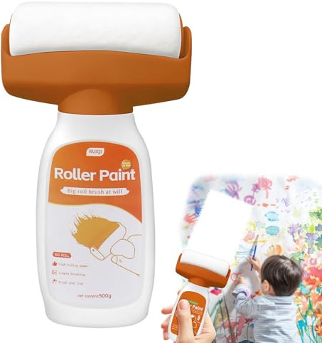 2 in 1 Wandreparatur RollbüRste, 500g Wandfarbe Ausbessern Weiß , Wandreparatur-Rollenfarbe, Wand Reparatur Creme, Wandreparatur Rollbürste mit wandreparaturpaste für Küche, Schlafzimmer,Wohnzimmer