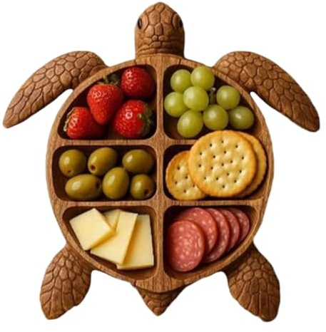 Genérico Tablero De Madera Para Charcutería, Tabla De Quesos Con Diseño De Tortuga Y Bandeja De Servir, Plato De Madera Para Cenas, Aperitivos Y Decoración De Mesa Para Bodas, Cumpleaños Y Regalos