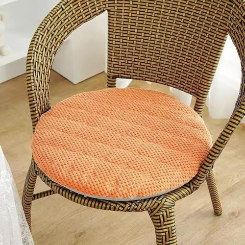 Stuhlkissen Rund 40 cm 4er Set, Weiche Cordstoff Sitzkissen Stuhl, Waschbar Gartenstuhlauflagen Sitzpolster mit Reißverschluss, Stuhlauflage für Indoor Esszimmer Küche Outdoor Garten, Orange