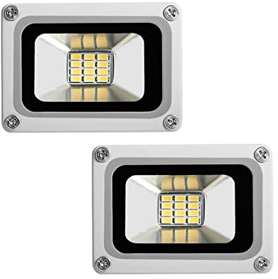 IINCOOY Faretti A LED da 10 W, Luce di Sicurezza 12-24 V CC, Impermeabile IP65, Faretto da Parete A LED for Esterni, 800 Lm, for Giardino, Cortile, Prato(2Pack)