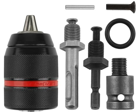 4 Pezzi Mandrino Trapano Autoserrante 1.5-13 mm, Attacco 1/2-20 UNF in Metallo Resistente, Compatibile con Avvitatore e Trapano a Mano, per Punte di Diverse Dimensioni e Uso Professionale