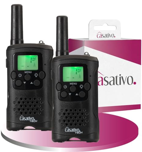 Casativo 4er-Set PMR-Funkgerät mit VOX, Taschenlampe, 10km Reichweite, 8 Kanäle, für Abenteuer, Camping und Wandern, für Erwachsene und Kinder (4)