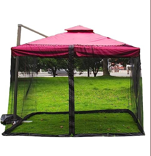 Zanzariera da patio per ombrellone e gazebo da 3-4 m, porta regolabile con doppia cerniera, 300 x 300 x 230 cm, nera, protezione per esterni, copertura a baldacchino