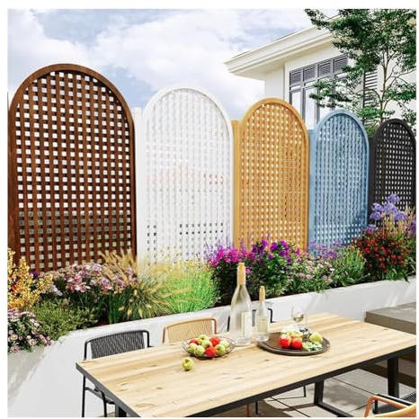 Clôture d'intimité extérieure – Panneau de jardin en bois pour terrasse, cour et balcon, treillis mural pour plantes grimpantes et décoration (bleu, 90 x 120 cm) – Séparateur d'extérieur durable et