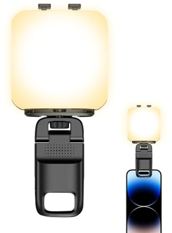 Mppchhn Luz para Selfies - Luz De Video con 3 Colores Y Modo RGB,Lámpara con Clip Plegable para Cámara de Teléfono Estudio Tableta Creación de Contenidos