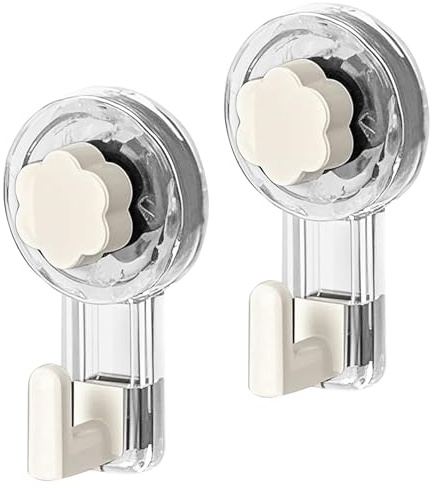 Simsky Pack de 2 ganchos sin taladrar, ganchos reutilizables con ventosa extra fuertes para baño, azulejos, cristal, cocina, ventana, ducha, ideal como toallero, gancho para llaves