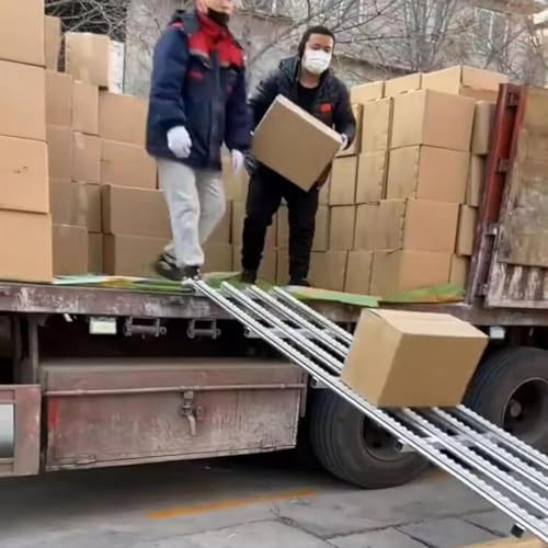GZHENOZ Gravitationsmuggare, lättlastad tyngdkraftstransportör av rostfritt stål, vikbar lastvagn av ABS-plast för släpvagnar och lagerhallar (3 glidningar, 200 cm lång)