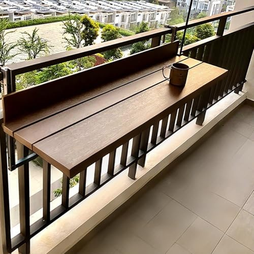 Tavolo Pieghevole da Balcone a Parete, Tavolo da Balcone con ringhiera sospesa, tavolino Laterale da Parete, ringhiera per Balcone salvaspazio per Esterni, banco da Studio e Lavoro, Tavolo c