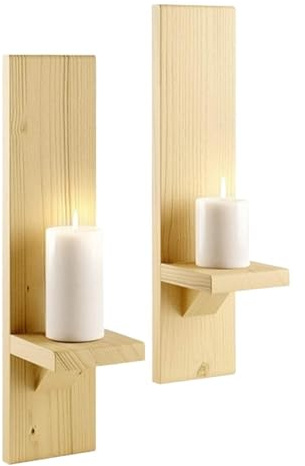 2 st trä väggljushållare ljusstakehållare dekoration bordsuppsats dekorativa lampetter för sovrum (beige)