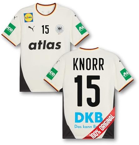 PUMA Original DHB Handball Trikot Herren [Home Euro 2026] Offizielles Handball Trikot [Knorr 15] Sportbekleidung Sport Tshirts Herren Shirt Männer I Gr. L
