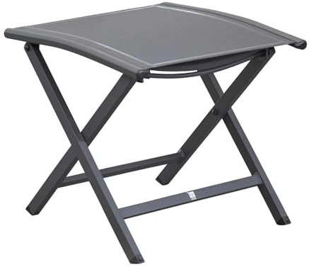 Gartenhocker Klappbar Aluminium Anthrazit – Fußhocker mit gepolsterter Sitzfläche Textilen Grau – Wetterfester Balkonhocker – Platzsparender Beistellhocker für Outdoor & Camping – 50 x 50 x 45 cm