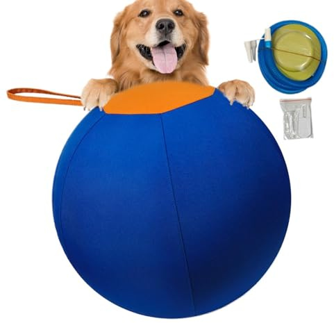 Generisch Herding Ball Hund | 45 cm Beruhigender Jumbo Ball | Reißfester Treibball für Hunde mit Tragegriff | Riesiger Aufblasbarer Tennisball Interaktives Hundespielzeug zum Spielen und Trainieren
