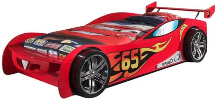 VIPACK SCLM200-R Autobett Le Mans, Circa 247 x 68 x 111 cm, Liegefläche 90 x 200 cm, lackiert aufgedruckte Rennwagen-Optik, rot