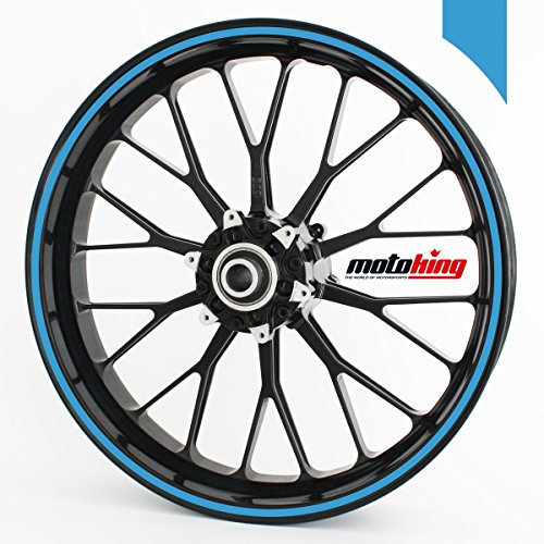 Motoking Felgenaufkleber 360° GLÄNZEND / 19 bis 23 / 12 mm/HELLBLAU