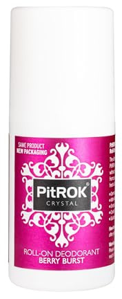 PitROK Crystal Natural Deodorant Berry Burst, 1x 50ml Roll On, Vegan, Cruelty Free, Sensitive Skin Deodorant, with Aloe Vera and Grapefruit Seed Extract. Made in the UK.