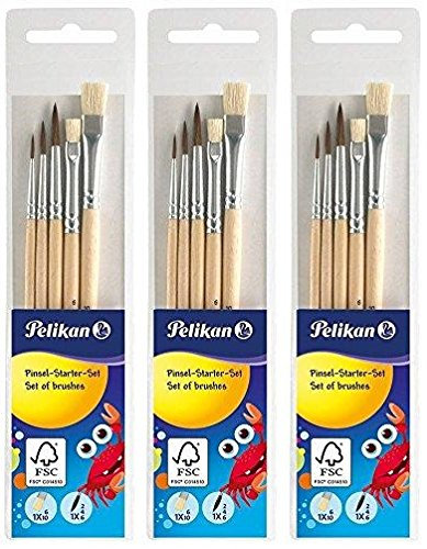 Pelikan 718163 - Pinsel Starterset (3 Haarpinsel, 2 Borstenpinsel) (3)