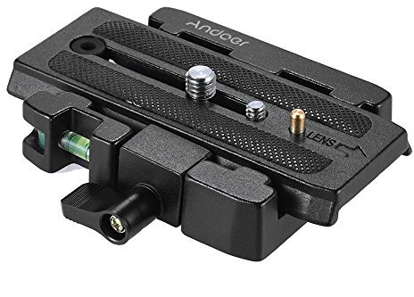 Andoer Quick Release Clamp Adapter with Quick Release Plate compatible with Manfrotto 501 500AH 701HDV 503HDV Q5 Tripod Head